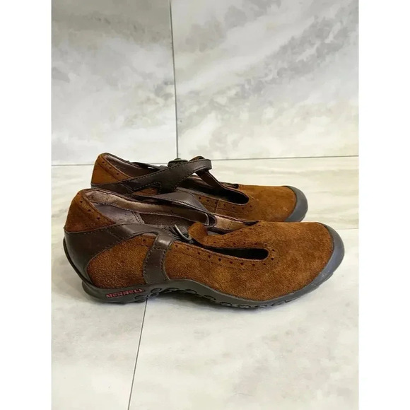 Merrell Plaza Strap Size 7 Mary Jane Shoes Arch Support Dark Spice Suede - Picture 1 of 7